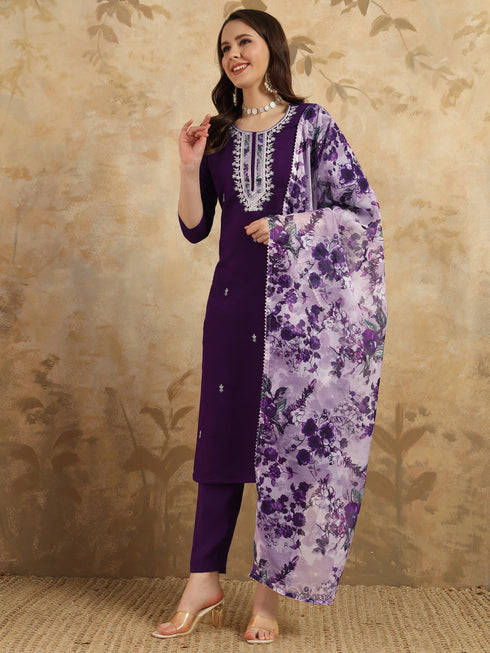 Wine Chanderi Pant Suit Acy9729 Closure View