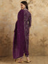 Wine Viscose Chanderi Pant Suit Acy9761 Closure View