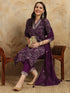 Wine Viscose Chanderi Pant Suit Acy9761 Back View