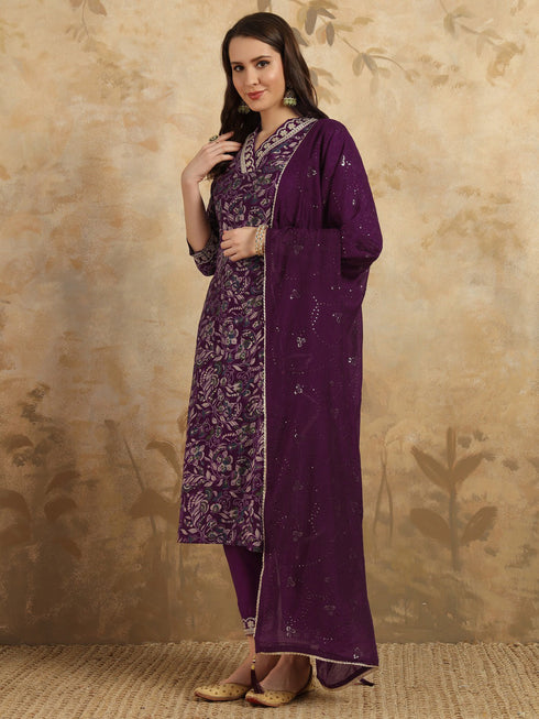 Wine Viscose Chanderi Pant Suit Acy9761 Salwar Kameez