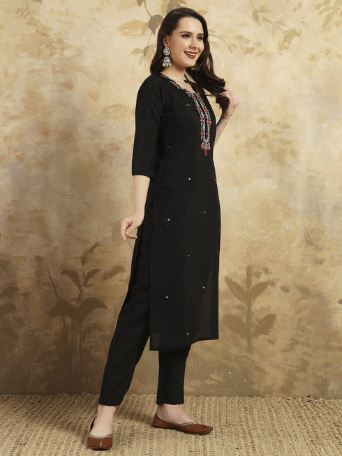 Black Chanderi Pant Suit Acy9762 Salwar Kameez