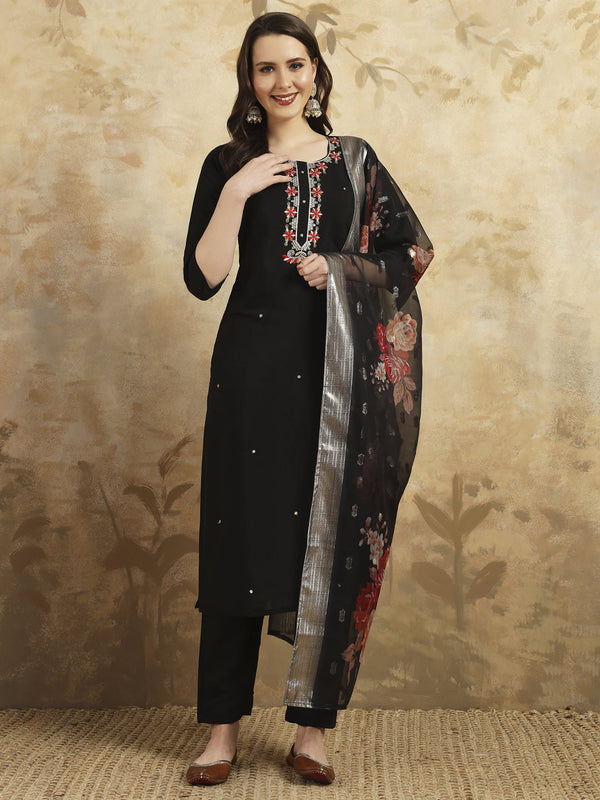 Black Chanderi Pant Suit Acy9762