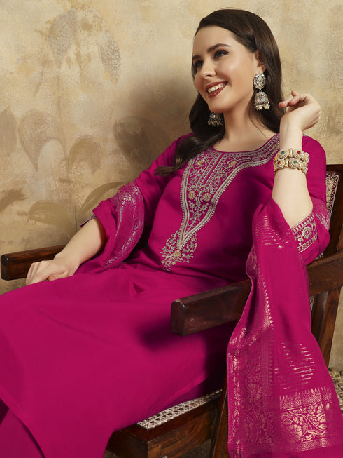 Pink Chanderi Pant Suit Acy9763 Back View