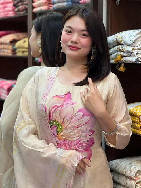 Pink Taby Silk Pant Suit Acy9768 Back View