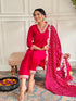 Red Chanderi Pant Suit Acy9769 Closure View