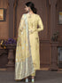 Yellow Viscose Organza Pant Suit Acy9824 Closure View