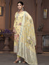 Yellow Viscose Organza Pant Suit Acy9824 Back View