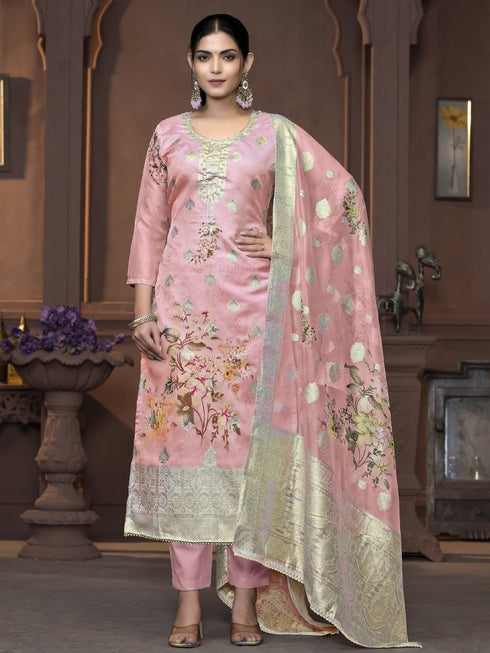 Peach Viscose Organza Pant Suit Acy9825