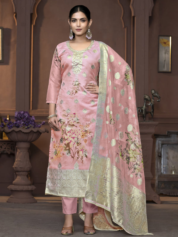 Peach Viscose Organza Pant Suit Acy9825