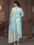 Blue Viscose Organza Pant Suit Acy9826 Closure View