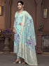 Blue Viscose Organza Pant Suit Acy9826 Back View