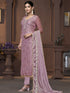 Purple Viscose Organza Pant Suit Acy9828 Back View