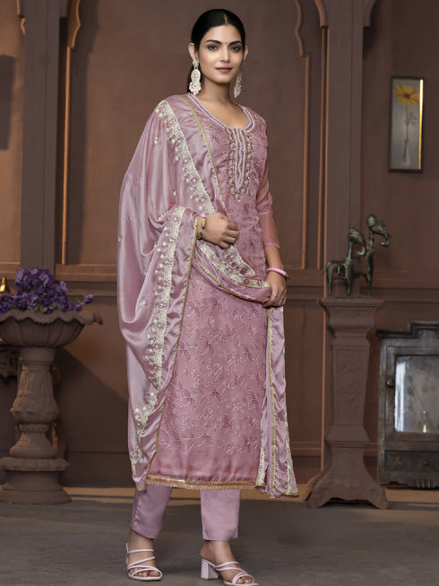 Purple Viscose Organza Pant Suit Acy9828 Salwar Kameez