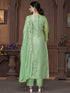Green Viscose Organza Pant Suit Acy9830 Closure View