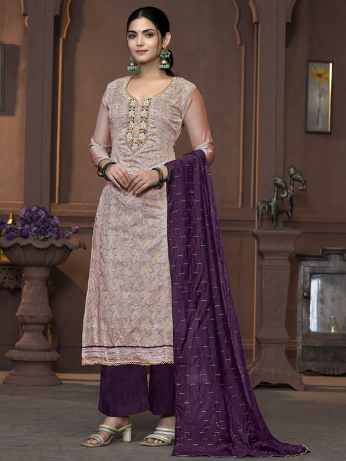 Beige Modal Pant Suit Acy9832 Back View