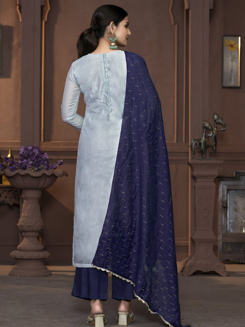 Sky Blue Modal Pant Suit Acy9833 Closure View