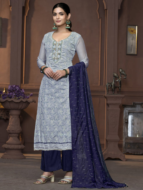 Sky Blue Modal Pant Suit Acy9833 Back View