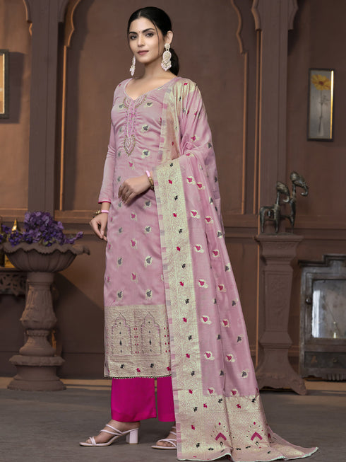 Pink Muslin Pant Suit Acy9836 Back View