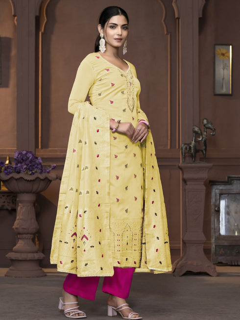 Yellow Muslin Pant Suit Acy9837 Salwar Kameez