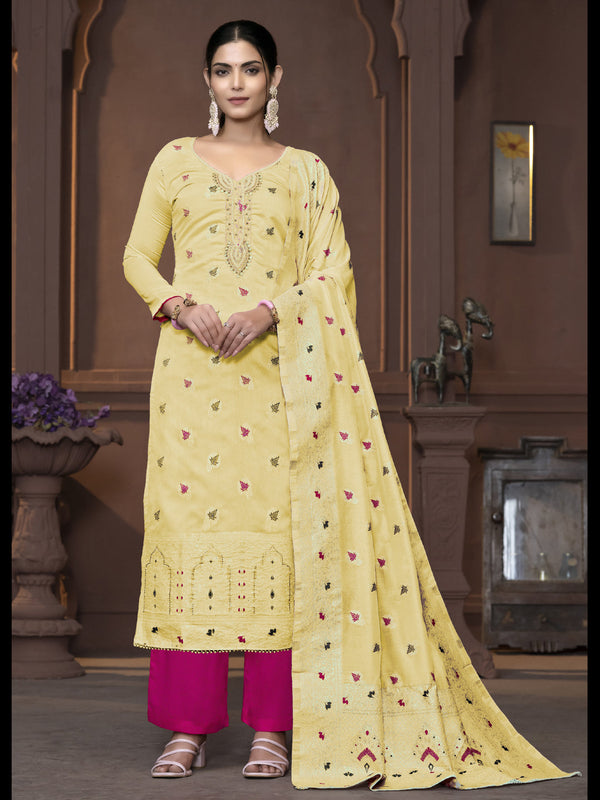 Yellow Muslin Pant Suit Acy9837