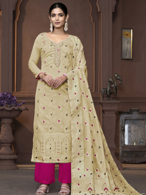 Cream Muslin Pant Suit Acy9838