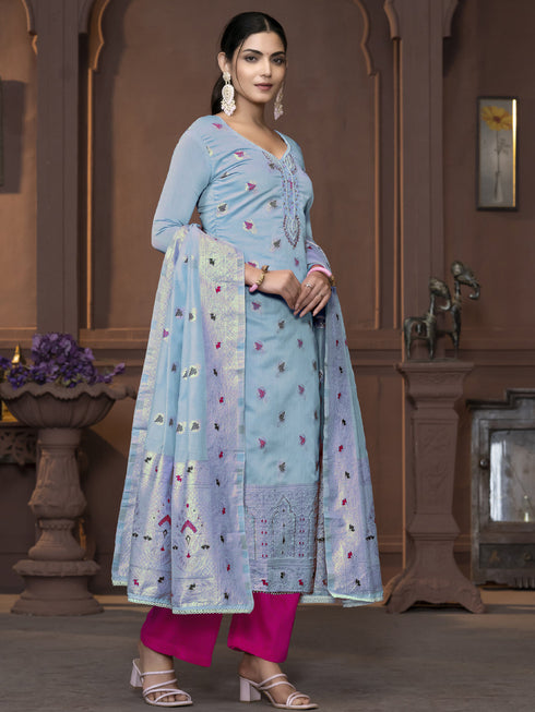 Blue Muslin Pant Suit Acy9839 Salwar Kameez
