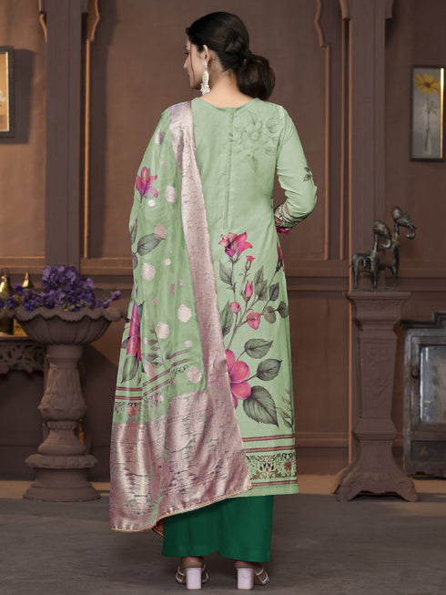 Green Cembric Cotton Pant Suit Acy9841 Closure View