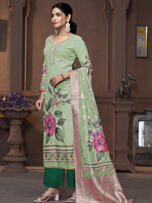 Green Cembric Cotton Pant Suit Acy9841 Back View