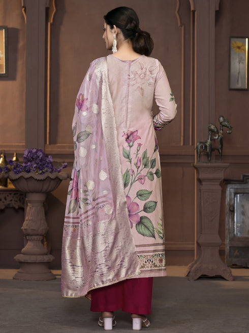 Pink Cembric Cotton Pant Suit Acy9842 Closure View