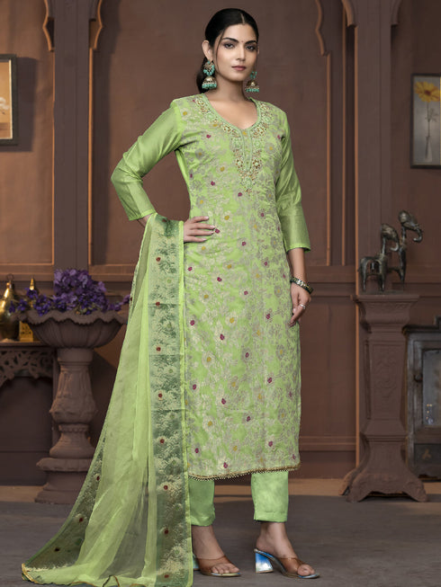 Green Muslin Cotton Pant Suit Acy9844 Salwar Kameez