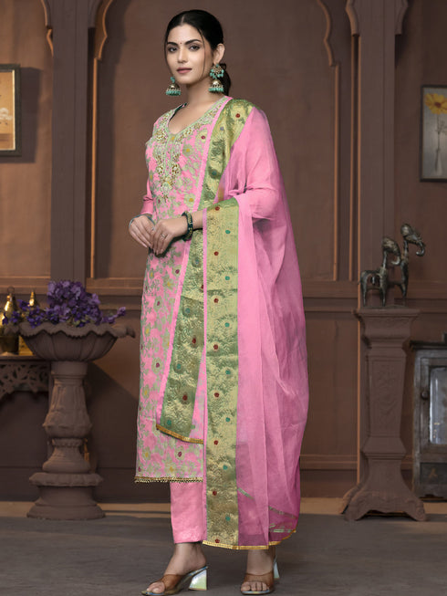 Sea Green Muslin Cotton Pant Suit Acy9847 Back View