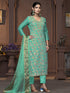 Sea Green Muslin Cotton Pant Suit Acy9847 Salwar Kameez