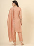 Peach Vichitra Silk Pant Suit Acy9871 Closure View