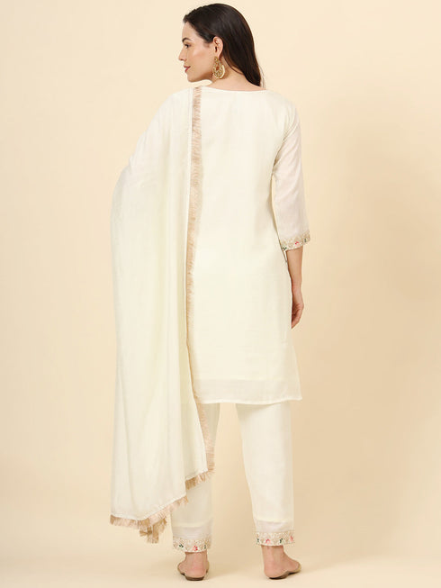 Off White Vichitra Silk Pant Suit Acy9873 Closure View