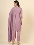 Purple Vichitra Silk Pant Suit Acy9875 Closure View