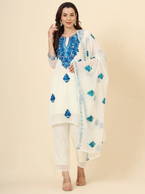 Blue Georgette Pant Suit Acy9876