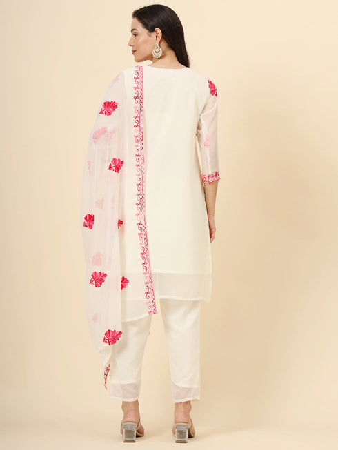 Pink Georgette Pant Suit Acy9877 Closure View
