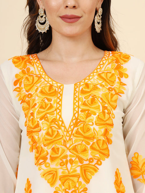 Yellow Georgette Pant Suit Acy9879 Back View