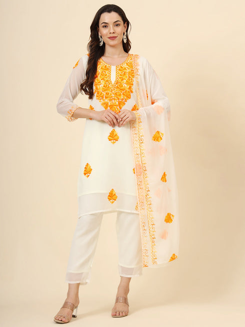 Yellow Georgette Pant Suit Acy9879