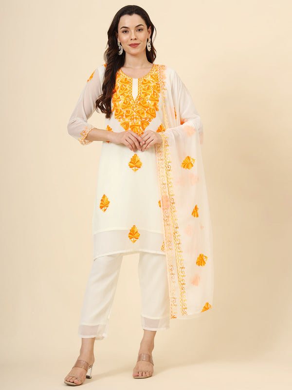Yellow Georgette Pant Suit Acy9879