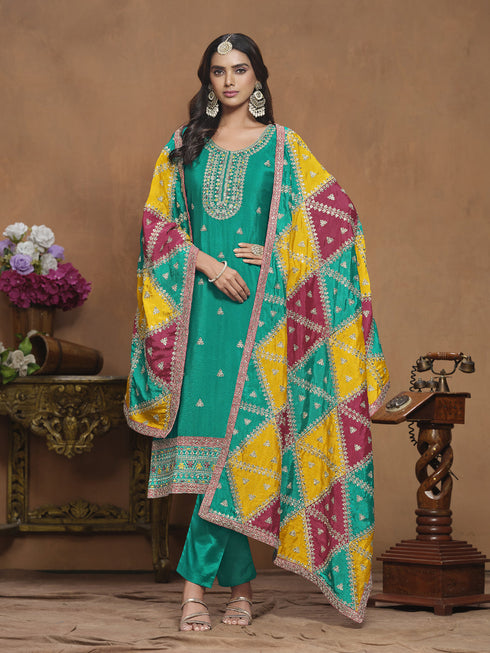 Sea Green Chinon Pant Suit Acy9886