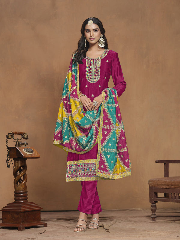 Pink Chinon Pant Suit Acy9887