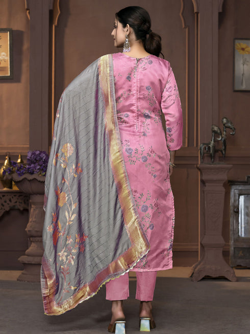 Pink Banarasi Organza Pant Suit Acy9906 Closure View