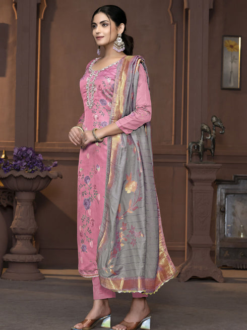 Pink Banarasi Organza Pant Suit Acy9906 Back View