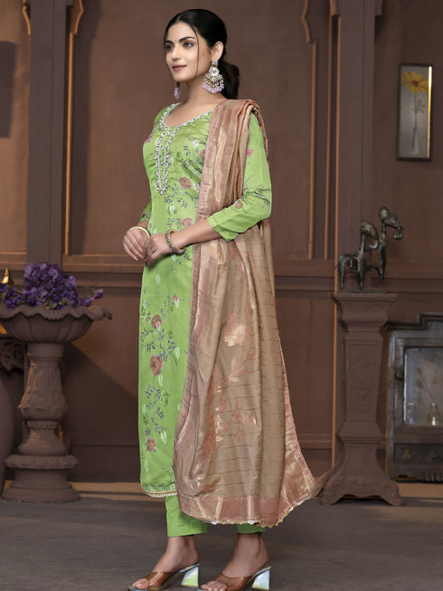 Green Banarasi Organza Pant Suit Acy9907 Back View