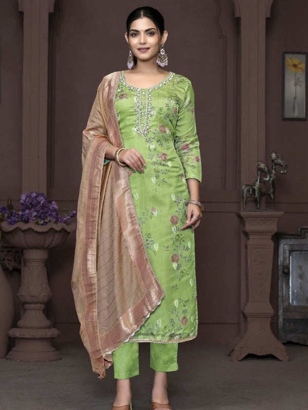 Green Banarasi Organza Pant Suit Acy9907