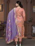 Rust Banarasi Organza Pant Suit Acy9908 Closure View