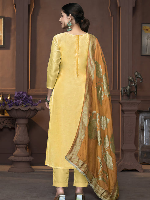 Yellow Modal Pant Suit Acy9911 Closure View