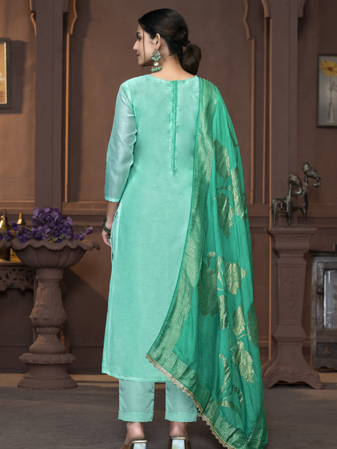 Sea Green Modal Pant Suit Acy9912 Closure View