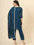 Teal Blue Vichitra Silk Pant Suit Acy9918 Closure View